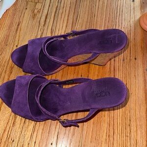 Purple suede ugg wedges